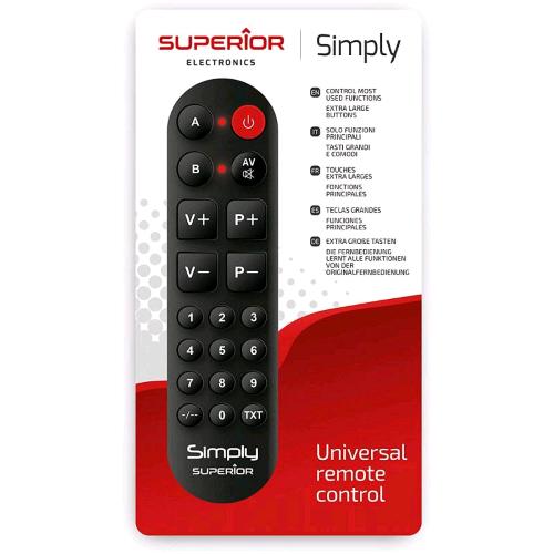 SUPERIOR ELECTRONICS SIMPLY NUMERIC TELECOMANDO UNIVERSALE AUTOAPPRENDENTE CON TASTI GRANDI NERO