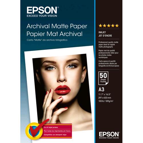 EPSON C13S041344 CARTA FOTOGRAFICA A3 PER STAMPANTI INKJET/LASER 189 gr/m2 50 FOGLI