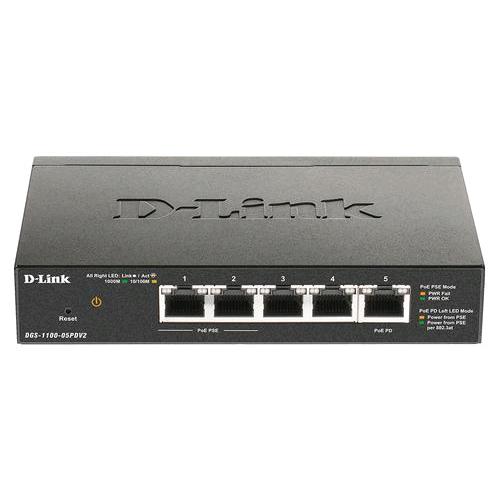 D-LINK DGS-1100-05PDV2 SWITCH 5 PORTE GIGABIT POE SMART MANAGED 1 PORTA POWER DELIVERY
