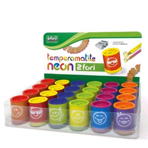LEBEZ ESPOSITORE TEMPERAMATITE NEON 2 FORI CON SERBATOIO COLORI ASSORTITI CONF 24 Pz. 