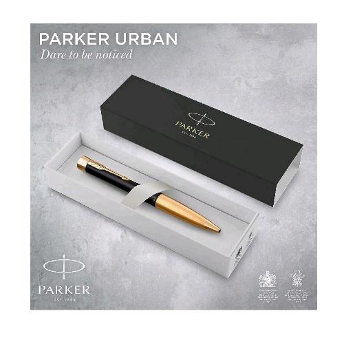 PARKER URBAN TWIST PENNA A SFERA FUSTO NERO CON PUNTALE DORATO INCHIOISTRO BLU CONFEZIONE REGALO