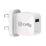 CELLY TURBO CARICABATTERIE DA RETE 1 USB-A 2.4A SPINA INGLESE BIANCO
