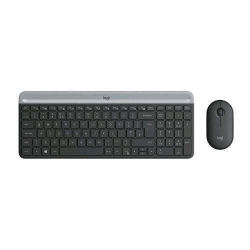 LOGITECH MK470 SLIM KIT TASTIERA E MOUSE OTTICO WIRELESS 2.4 GHZ 1.000 DPI LAYOUT FRANCESE GRAFITE