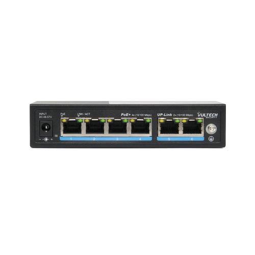 VULTECH VS-POE2042FE-60W SWITCH NON GESTITO 6 PORTE 4 PORTE FAST ETHERNET 10/100 PoE 60 W + 2 x Uplink 10/100M DESKTOP