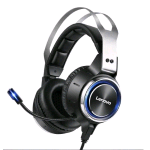 LENOVO HS25 CUFFIA GAMING CON MICROFONO AUDIO 7.1 ARCHETTO REGOLABILE USB ADATTO PER PS4 PS5 PC NERO ARGENTO