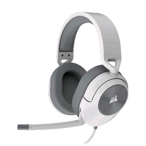 CORSAIR HS55 SURROUND CUFFIE GAMING CON MICROFONO OMNIDIREZIONALE  AUDIO SURROUND DOLBY AUDIO 7.1 JACK 3.5 COMPATIBILE PC XBOX PS4 MOBILE BIANCO GRIGIO  