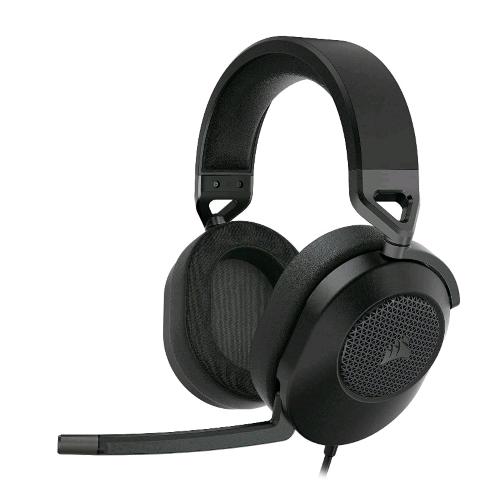 CORSAIR HS65 SURROUND CUFFIAGAMING CON MICROFONO OMNIDIREZIONALE AUDIO DOLBY SURROUND 7.1 TECNOLOGIA SONARWORKS SOUNDID CONTROLLO DEL VOLUME SU PADIGLIONE  JACK 3.5 COMPATIBILE PC XBOX PS4 MOBILE CARBON