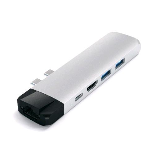 SATECHI ST-TCPHES ADATTATORE PRO HUB TIPO C CON ETHERNET 4K HDMI USB-C PD GIGABIT ETHERNET USB 3.0 SLOT SCHEDE MICRO/SD COMPATIBILE CON MACBOOK PRO M1 PRO E MAX 2021 MACBOOK AIR/PRO M1 2020 ARGENTO