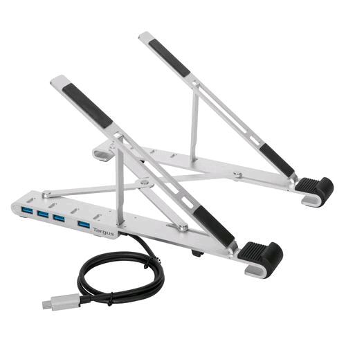 TARGUS SUPPORTO PER NOTEBOOK DA 10" A 15.6" IN ALLUMINIO PIEGHEVOLE CON HUB USB A 4 5 POSIZIONI PORTE ARGENTO