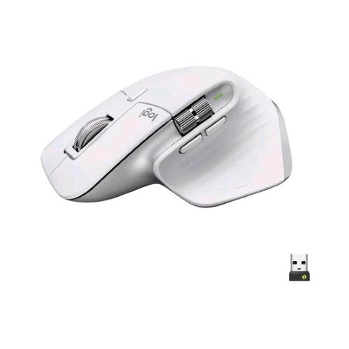 LOGITECH MX MASTER 3S MOUSE WIRELESS BLUETOOTH OTTICO AD ALTE PRESTAZIONI 8.000 DPI ERGONOMICO MANO DESTRA TRACCIAMENTO SU VETRO USB C ARGENTO BIANCO