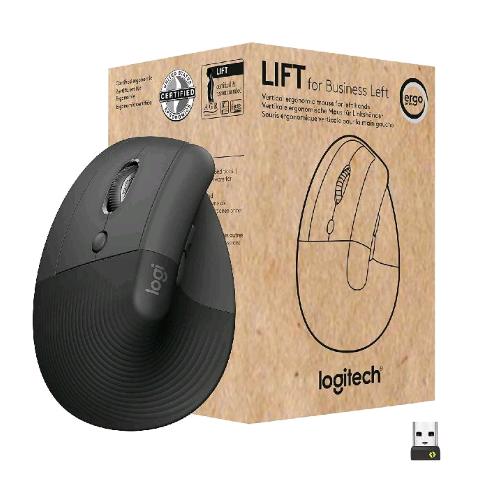 LOGITECH LIFT FOR BUSINESS MOUSE OTTICO VERTICALE ERGONOMICO PER MANCINI WIRELESS BLUETOOTH 4.000 DPI USB SECURED LOGI BOLT CLIC SILENZIOSI CERTIFICAZIONE GLOBALE WINDOWS/MAC/CHROME/LINUX  GRAPHITE