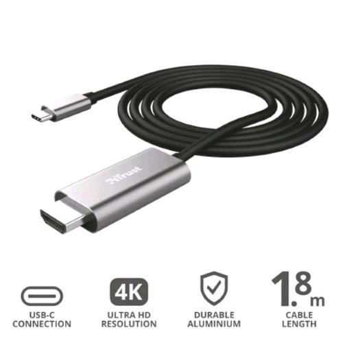 TRUST CALYX CAVO ADATTATORE DA USB-C A HDMI 4K UHD 1.8MT BLACK