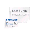 SAMSUNG PRO ENDURANCE MICROSDXC 128GB U3 V30 CLASSE 10 100MB/S CON ADATTATORE BIANCO