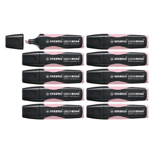 STABILO GREEN BOSS PASTEL EVIDENZIATORE PUNTA A SCALPELLO  2/5 mm ROSA ANTICO CONF 10 Pz.