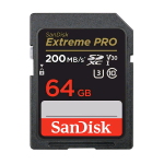 SANDISK EXTREME PRO MEMORY CARD SDXC 64GB 200MB/S 90MB/S UHS-I CLASSE 10 U3 V30 