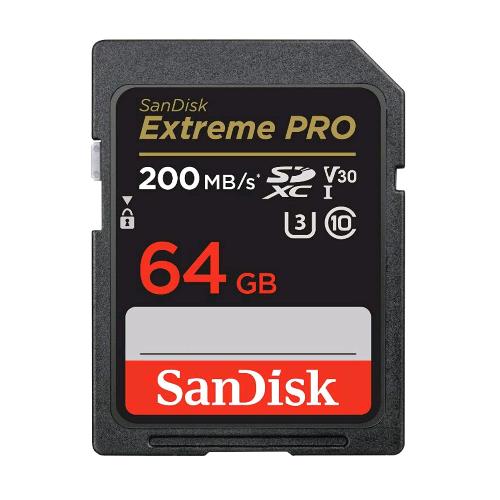 SANDISK EXTREME PRO MEMORY CARD SDXC 64GB 200MB/S 90MB/S UHS-I CLASSE 10 U3 V30 