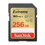 SANDISK EXTREME MEMORY CARD SDXC 256GB UHS-I CLASS 10 U3 V30 FINO A 180MB/S NERO ORO 