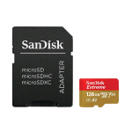 SANDISK EXTREME MEMORY CARD MICROSDXC 128G A2 UHS-I CLASSE 10 U3 V30 CON ADATTATORE SD ORO ROSSO