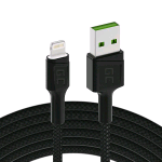 GREEN CELL RAY LED CAVO USB-A A LIGHTNING  FAST CHARGING 2 MT BLACK