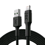 GREEN CELL KABGC21 CAVO POWERSTREAM USB A LIGHTNING QUICK CHARGE 1.2MT BLACK