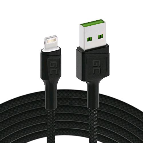 GREEN CELL KABGC05 CAVO RAY LED WHITE USB-A A LIGHTNING 1.2MT BLACK