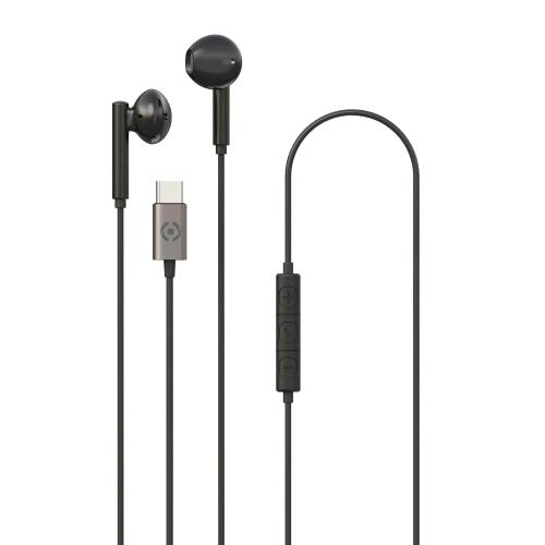 CELLY AURICOLARI STEREO EARPHONES IN-EAR TYPE-C CON TASTO DI RISPOSTA BLACK