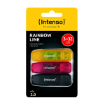 INTENSO RAINBOW LINE CHIAVETTA USB 32GB USB-A 2.0 GIALLO ROSSO NERO 3PZ.