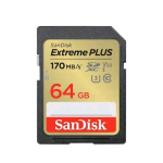 SANDISK SECURE DIGITAL EXTREME PLUS SCHEDA DI MEMORIA SDHC 64GB CLASSE 10 UHS-I 170 MB/S 80 MB/S NERO ORO 