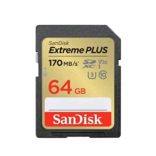SANDISK SECURE DIGITAL EXTREME PLUS SCHEDA DI MEMORIA SDHC 64GB CLASSE 10 UHS-I 170 MB/S 80 MB/S NERO ORO 