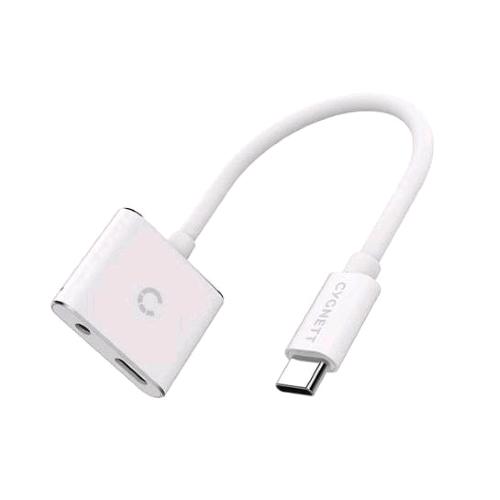 CYGNETT CY2866PCCPD ADATTATORE DI RICARICA E AUDIO  USB-C A JACK AUDIO E USB-C PD BIANCO