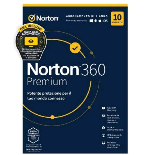 NORTON 360 PREMIUM 10 DISPOSITIVI 75GB 12 MESI BOX