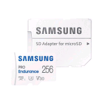 SAMSUNG PRO ENDURANCE MICROSDXC 256GB U3 V30 CLASSE 10 CON ADATTATORE BIANCO