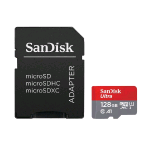 SANDISK ULTRA MEMORY CARD MICROSD XC 128GB A1 U1 CLASSE 10 CON ADATTATORE ROSSO GRIGIO