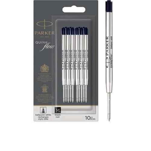 PARKER QUINKFLOW REFIL PER PENNA A SFERA PUNTA 0.7 mm INCHIOSTRO NERO CONF 10 Pz.