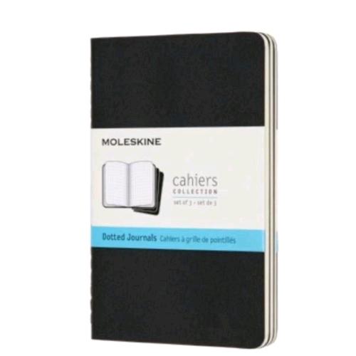 MOLESKINE CAHIER QUADERNO COLLATO 70GR 90X140 mm FOGLI A QUADRETTI 5M NERO CONF 3 Pz.