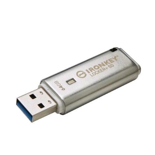 KINGSTON IRONKEY LOCKER+ 50 CHIAVETTA USB 3.2 64GB 145 MB/S VELOCITA DI LETTURA  115 MB/S VELOCITA DI SCRITTURA ARGENTO