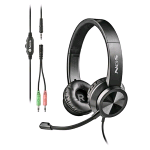 NGS MSX11 PRO CUFFIE ON-EAR CON MICROFONO FLESSIBILE CONESSIONE JACK DA 3.5MM E DOPPIO ADATTATORE JACK PER PC 20 HZ LARGE NERO
