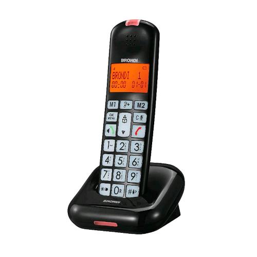 BRAVO MOON CORDLESS DECT TASTI GRANDI DISPALY RETROILLUMINATO VIVAVOCE VOLUME ATLO NERO