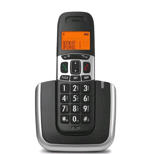 BRONDI BRAVO CORDLESS DISPLAY RETROILLUMINATO TASTI GRANDI 5 SUONERIE POLIFONICHE IDENTIFICATIVO DELLA CHIAMANTA PLATIMUN NERO