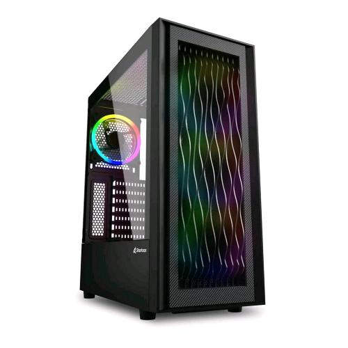 SHARKOON RGB WAVE CASEGAMING ATX MICRO ATX MINI-ATX PANNELLO LATERALE IN VETRO TEMPERATO 2xUSB-A 3.0 1xUSB-C 4xVENTOLE RGB PWM 120MM BLACK