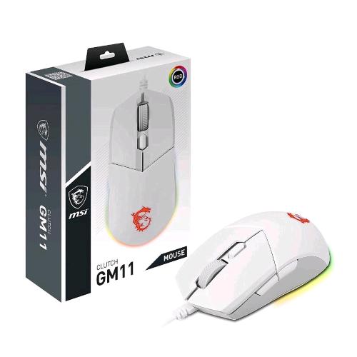 MSI CLUTCH GM11 MOUSE GAMING WIRED OTTICO 5.000 DPI 6PULSANTI LED RGB MYSTIC LIGHT BIANCO  