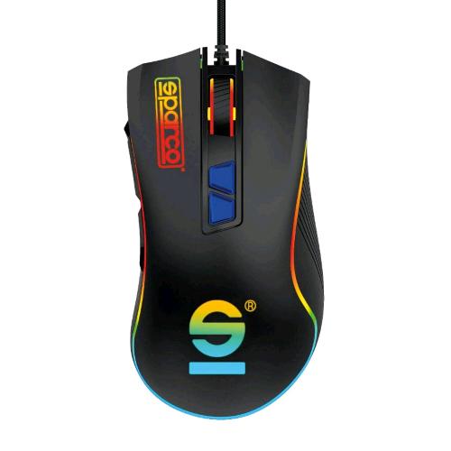 CELLY SPMOUSEPRO SPARCO MOUSE CABLATO LINE ERGONOMICO CLICK SILENZIOSO DPI REGOLOBILI LUCI LED RGB USB-A BLACK 
