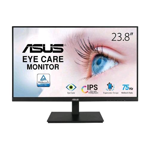 ASUS VA24DQSB 23.8" LED IPS FULL HD 75Hz 5MS LOW BLUE LIGHT HUB USB VGA HDMI DISPLAYPORT ALTOPARLANTI INCORPORATI BLACK 