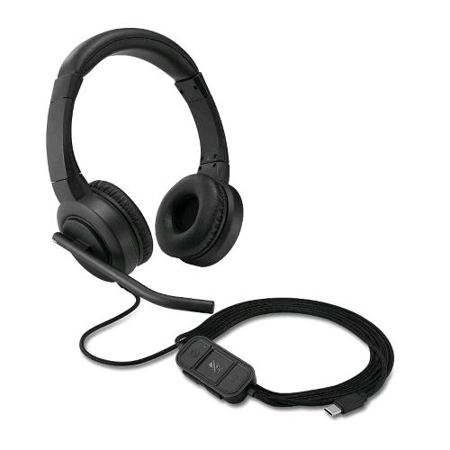 KENSINGTON H1000 CUFFIA ON-EEAR USB-C CON AUDIO HD MICROFONO CON CANCELLAZIONE DEL RUMORE LUCI LED E DRIVER DA 40 MM CON MODALITÀ PLUG & PLAY UNIVERSALE BLACK