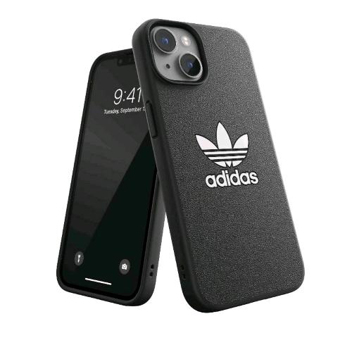 ADIDAS ICONIC APPLE iPHONE 14 COVER IN TPU CON IL CLASSICO LOGO DEL TRIFOGLIO A CONTRASTO BLACK