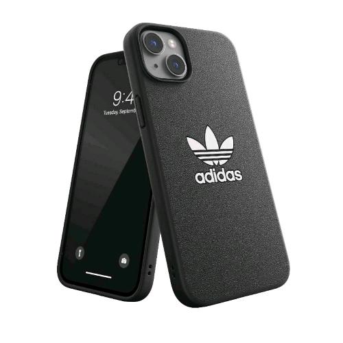 ADIDAS ICONIC APPLE iPHONE 14 PLUS COVER IN TPU CON IL CLASSICO LOGO DEL TRIFOGLIO A CONTRASTO BLACK