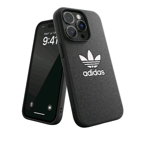 ADIDAS ICONIC APPLE iPHONE 14 PRO COVER IN TPU CON IL CLASSICO LOGO DEL TRIFOGLIO A CONTRASTO BLACK