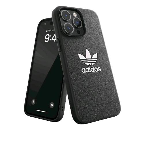 ADIDAS ICONIC APPLE iPHONE 14 PRO MAX COVER IN TPU CON IL CLASSICO LOGO DEL TRIFOGLIO A CONTRASTO BLACK