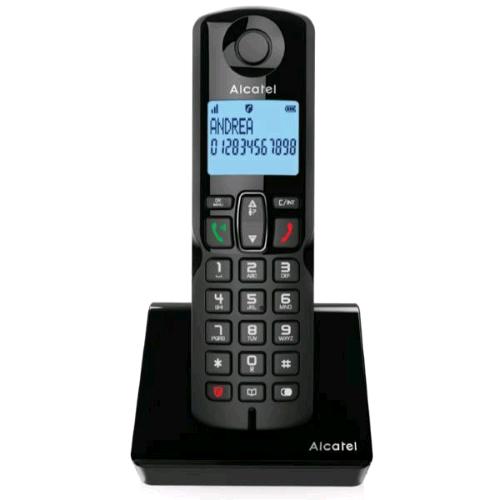 ALCATEL S280 SOLO CORDLESS DECT CON VIVAVOCE 3 TASTI CHIAMATA RAPIDA BLACK
