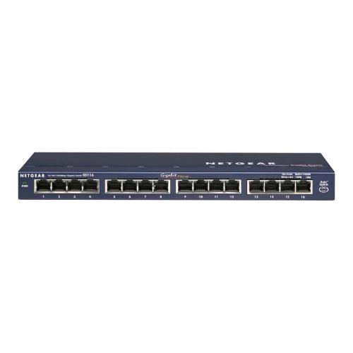 NETGEAR GS116GE SWITCH NON GESTITO 16 PORTE GIGAGBIT RJ-45 10/100/1000Mbps NERO